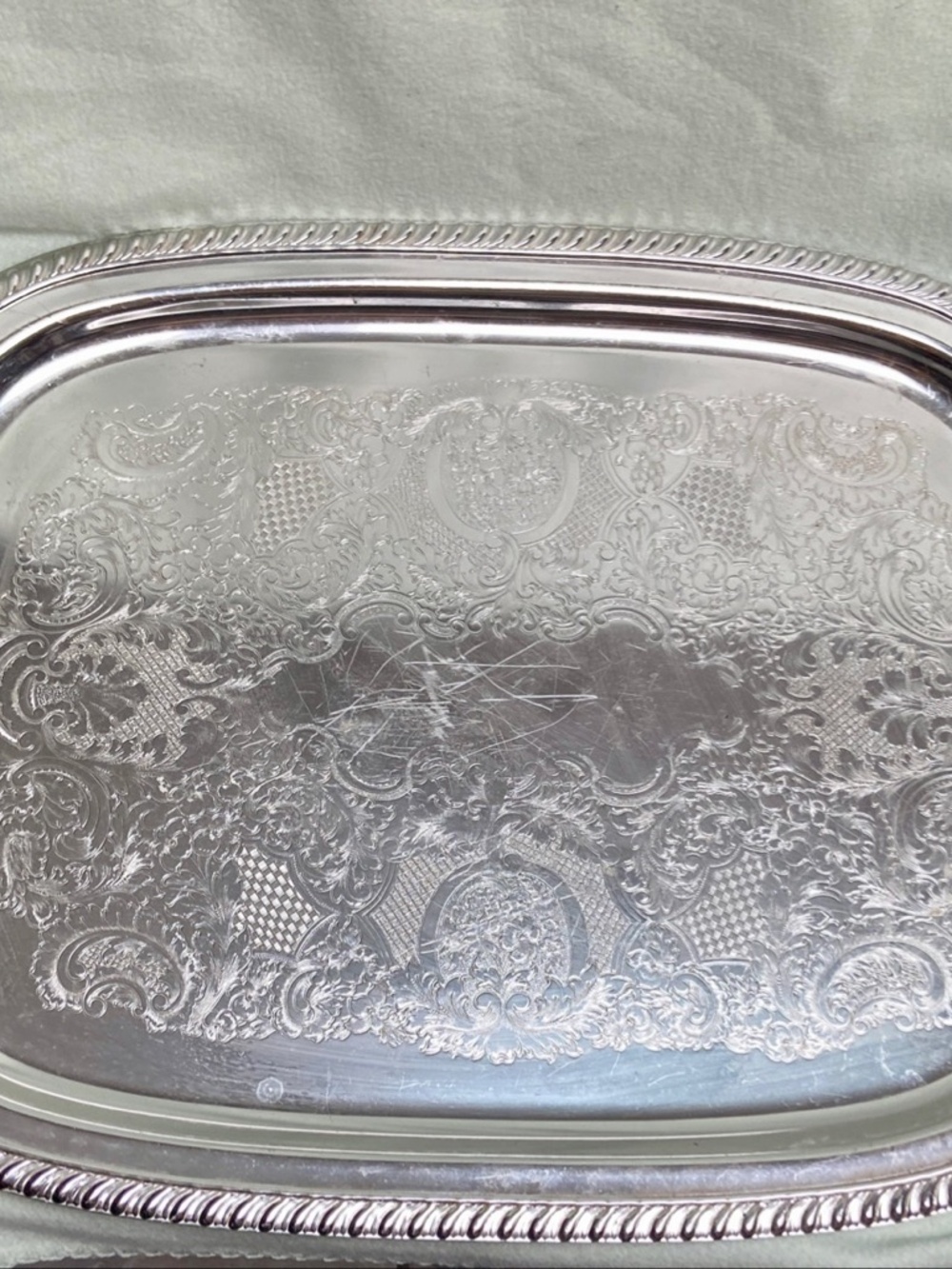 Vintage, Chrome, Rectangular, Large Turkey- Thanksgiving Platter  23in x 18in